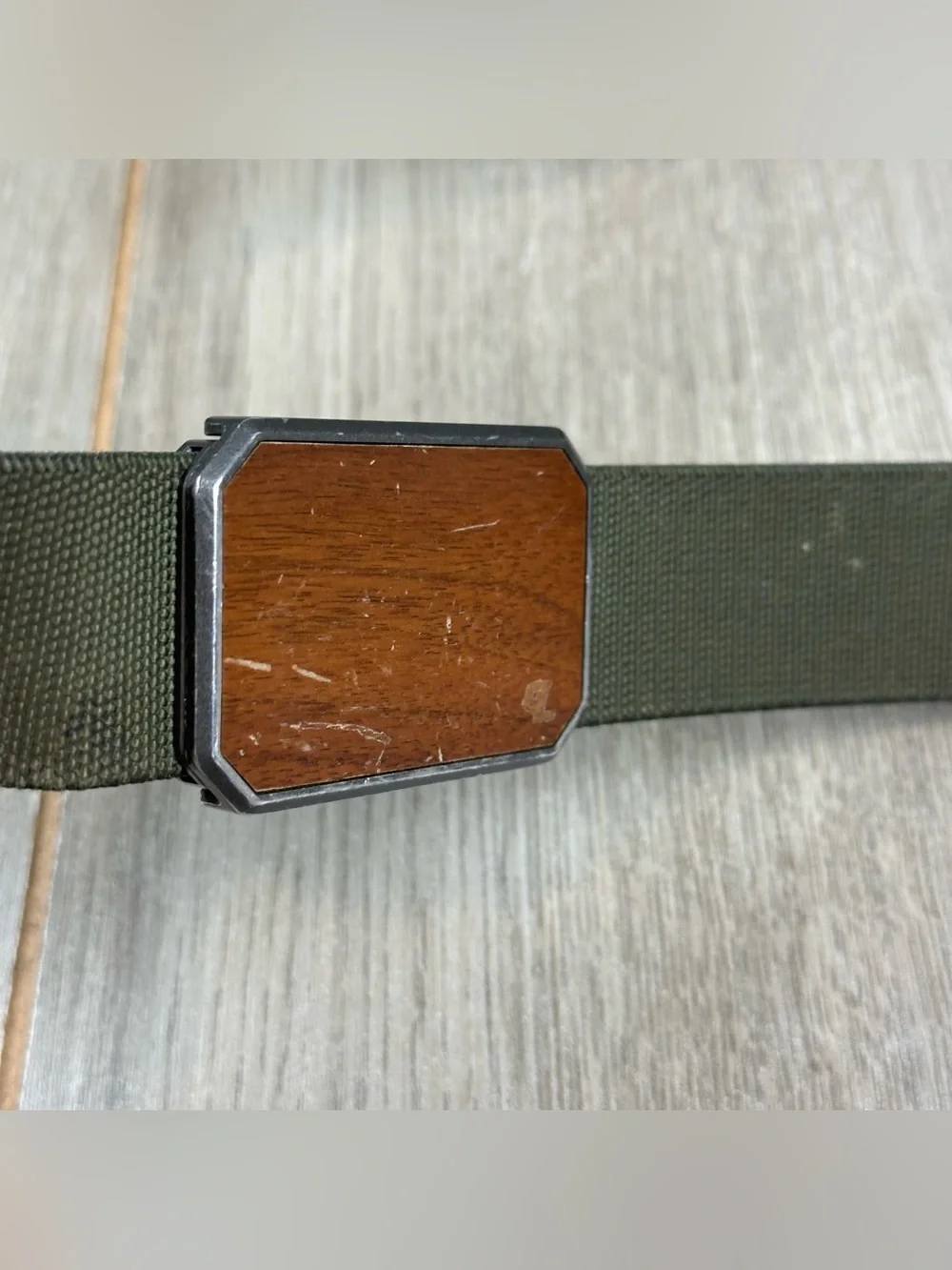 Groove Life Belt Mens L Base Camp Green Wood Buckle